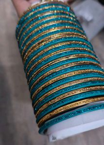 Teal &amp; Gold Bangle Set