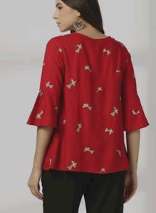 Red Flared Sleeve Kurta