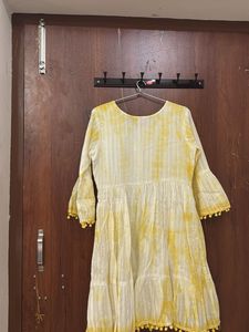 Embroidered Yellow &amp; White Dress