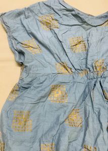 Stylish Blue baby top with Gold Print