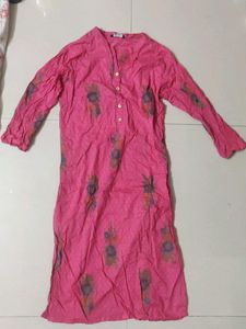 Pink Floral Print Tunic Dress