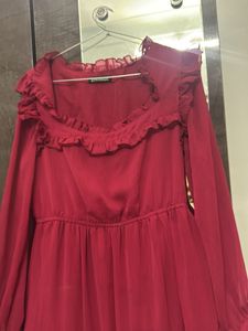 Flowy Red Ruffled Maxi Dress size M