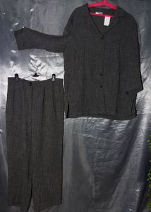 Charcoal Grey Linen Blend Suit Set