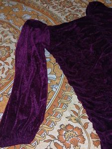 Purple Velvet Ruched Mini Dress