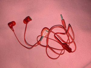 Cute Red Earbuds with Strawberry Design