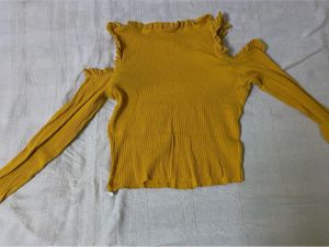 Yellow Cold Shoulder Top