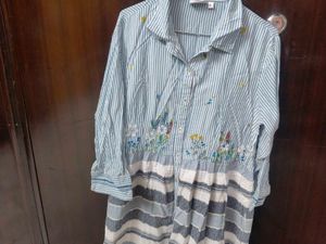 Unused Striped Floral Shirt Dress