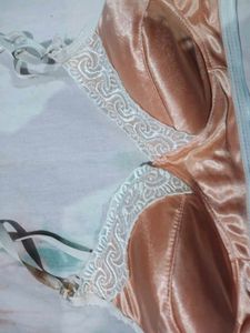 Vintage Satin Lace Trim Bra