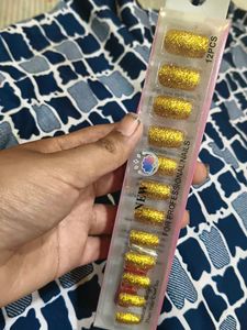 Gold Glitter Press On Nails
