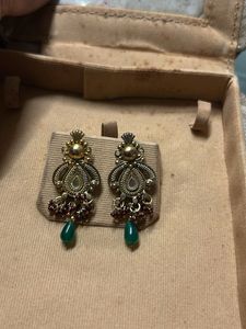 Exquisite Ethnic Earrings with Green Beads