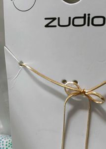Gold Bow Necklace , chain