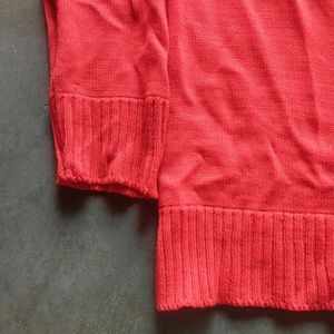 V-Neck Long Sleeve Red Sweater