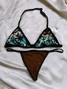 Tropical Palm Print Bikini Set