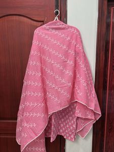 Tailored New Pink 3piece set with Mul Dupatta
