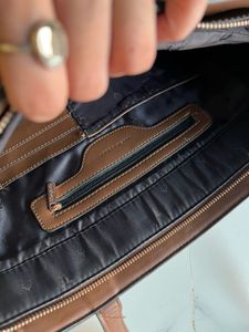Allen Solly Brown Woven Tote Bag