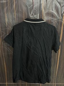 Black Zip Polo Neck Top