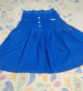 Blue Denim A-Line Skirt