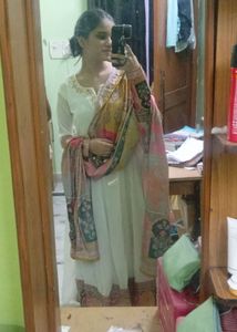 Elegant White Kurta Set with Pink Dupatta