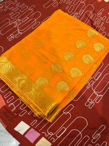 Orange Banarasi Silk Zari Saree
