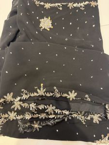 Elegant Black Embellished Saree