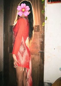 Red Printed High-Low Mini Dress