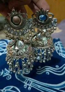 Beautiful pair of silver-tone Silver Jhumka
