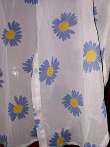 Sheer Floral Print Oversized Shirt