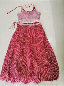 Stunning Pink Bandhani Print Lehenga Choli