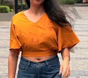 Stylish Mustard Yellow Cropped Top