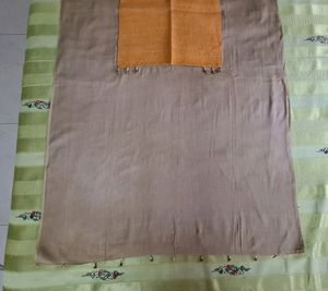 Beige Cotton Dupatta with Mustard jute Panel
