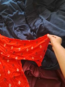 Vibrant Red Printed Kurta