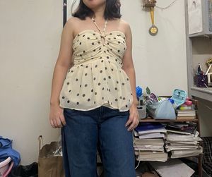 Cute Polka Dot Peplum Top