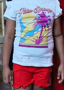 Palm Springs Graphic Tee with Ruffle Shorts