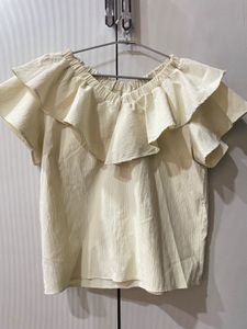 Cream Ruffle Off-Shoulder Top