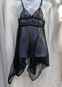 I. Sheer Black Lace Babydoll Lingerie