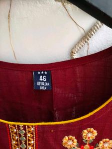 Maroon Embroidered Kurta 46