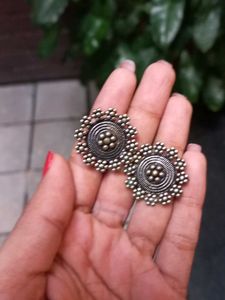 Boho Silver Oxidized Statement earring and ring