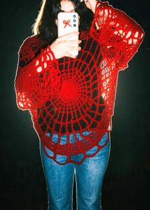 Maroon Crochet Spiderweb Top