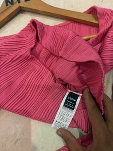 Pink Bell Sleeve Cropped Top