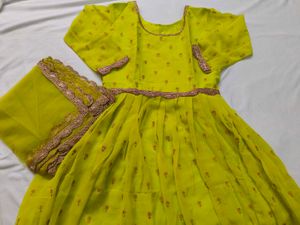 Stunning Lime Green Anarkali Gown