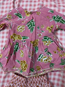 Pink Floral Kurta and Palazzo Set