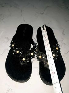 Embellished Black Flip-Flops