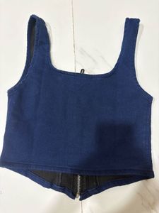 Navy blue Denim Daisy crop top