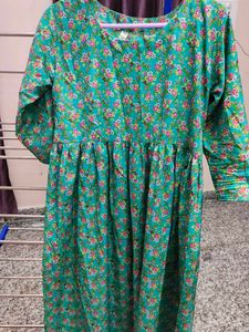 Floral Print Green Dress