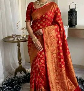 Stunning Red &amp; Gold Banarasi Saree
