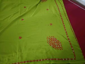 Vibrant Green Embroidered Saree