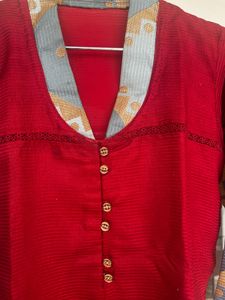 Vibrant maroon Ethnic Kurta with Unique Print