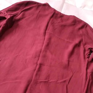 Korean Elegant Maroon Bell Sleeve Top