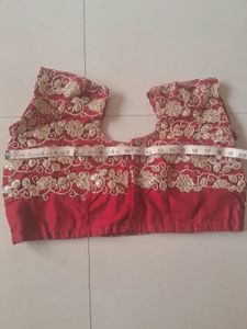 Embroidered Red Silk Blouse
