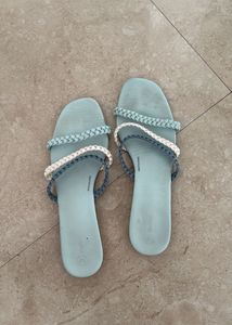 Braided Strap Blue Flats